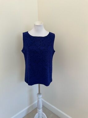 Chico's Travelers Cobalt Blue Floral Lace Shell Top